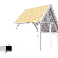 Buitenverblijf kapschuur Excellent Modulair, vuren, rechterdeel XXL/C, 293x399 cm, wit gespoten.