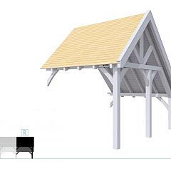 Buitenverblijf kapschuur Excellent Modulair, vuren, rechterdeel XXL/C, 293x399 cm, lichtgrijs gespoten.