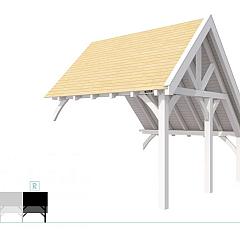 Buitenverblijf kapschuur Excellent Modulair, vuren, rechterdeel XXL/D, 343x399 cm, wit gespoten.