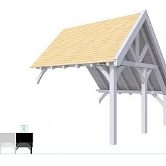 Buitenverblijf kapschuur Excellent Modulair, vuren, rechterdeel XXL/D, 343x399 cm, lichtgrijs gespoten.