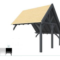 Buitenverblijf kapschuur Excellent Modulair, vuren, rechterdeel XXL/D, 343x399 cm, antraciet gespoten.