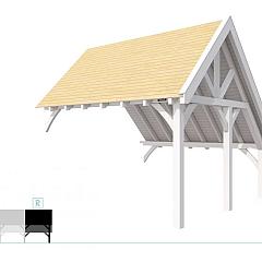 Buitenverblijf kapschuur Excellent Modulair, vuren, rechterdeel XXL/E, 385x399 cm, wit gespoten.