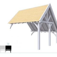 Buitenverblijf kapschuur Excellent Modulair, vuren, rechterdeel XXL/E, 385x399 cm, lichtgrijs gespoten.