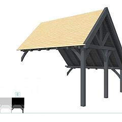 Buitenverblijf kapschuur Excellent Modulair, vuren, rechterdeel XXL/E, 385x399 cm, antraciet gespoten.