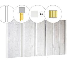 Banddeel vuren enkelzijdige wand D, 328,5 x 224 cm, wit gespoten.