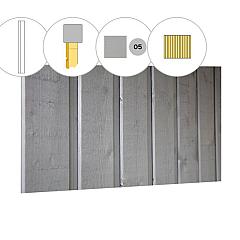 Banddeel vuren enkelzijdige wand B, 228,5 x 224 cm, lichtgrijs gespoten.