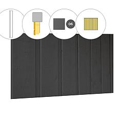 Banddeel vuren enkelzijdige wand B, 228,5 x 224 cm, antraciet gespoten.