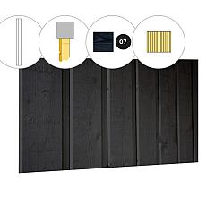 Banddeel vuren enkelzijdige wand B, 228,5 x 224 cm, zwart gespoten.