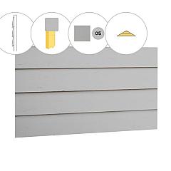 Zweeds rabat vuren enkelzijdige topgevel t.b.v. kapschuur Excellent XXL, lichtgrijs gespoten.