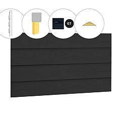 Zweeds rabat vuren enkelzijdige topgevel t.b.v. kapschuur Excellent XXL, zwart gespoten.