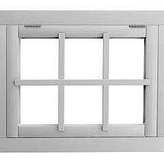 Vuren 6-ruits uitzetraam, 89,9 x 70,3 cm, lichtgrijs gespoten.