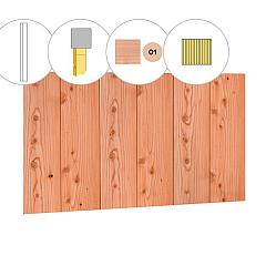 Halfhouts rabat douglas enkelzijdige wand D, 328,5 x 224 cm, kleurloos geïmpregneerd.