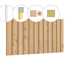 Rhombusprofiel vuren enkelzijdige wand B, 228,5 x 224 cm, kleurloos geïmpregneerd.