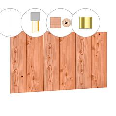 Halfhouts rabat plankenset douglas bij achterwand D, 328,5 x 125 cm, kleurloos geïmpregneerd.