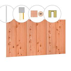 Halfhouts rabat plankenset douglas bij wand D, t.b.v. enkele deur, 328,5 x 224 cm, kleurloos geïmpregneerd.