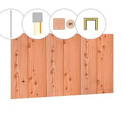 Halfhouts rabat plankenset douglas bij wand D, t.b.v. dubbele deur, 328,5 x 224 cm, kleurloos geïmpregneerd.