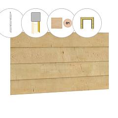 Zweeds rabat plankenset vuren bij voorwand C, t.b.v. dubbele deur, 278,5 x 285 cm, kleurloos geïmpregneerd.