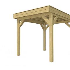 Buitenverblijf plat dak Premium I, vuren, basismodel L/B, 257x307 cm, groen geïmpregneerd.