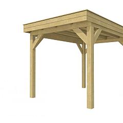 Buitenverblijf plat dak Premium I, vuren, basismodel XL/B, 257x357 cm, groen geïmpregneerd.