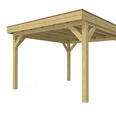 Buitenverblijf plat dak Premium I, vuren, basismodel XXL/D, 357x399 cm, groen geïmpregneerd.