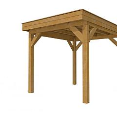 Buitenverblijf plat dak Premium I, douglas, basismodel L/B, 257x307 cm, groen geïmpregneerd.