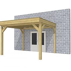 Buitenverblijf aan huis Premium I, vuren, basismodel L/D, 357x299 cm, groen geïmpregneerd.