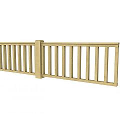 Hekwerk recht vuren type D, 328,5 x 73 cm, groen geïmpregneerd.