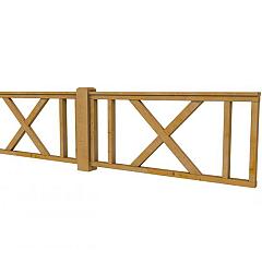 Hekwerk met kruis douglas type D, 328,5 x 73 cm, groen geïmpregneerd.