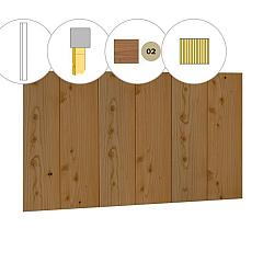 Halfhouts rabat douglas enkelzijdige achterwand D, 328,5 x 125 cm, groen geïmpregneerd.