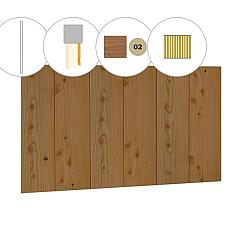 Halfhouts rabat plankenset douglas bij wand E, 371 x 224 cm, groen geïmpregneerd.