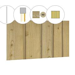 Banddeel plankenset vuren bij wand D, 328,5 x 224 cm, groen geïmpregneerd.