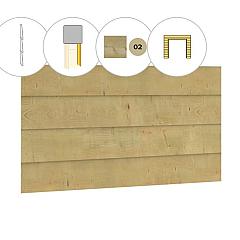 Zweeds rabat plankenset vuren bij voorwand D, t.b.v. dubbele deur, 328,5 x 285 cm, groen geïmpregneerd.