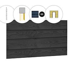 Zweeds rabat plankenset douglas bij voorwand A, t.b.v. enkele deur, 178,5 x 285 cm, zwart geïmpregneerd.