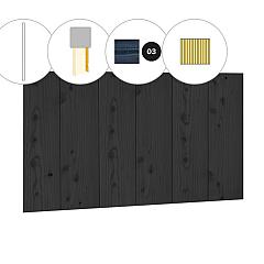 Halfhouts rabat plankenset douglas bij achterwand D, 328,5 x 125 cm, zwart geïmpregneerd.