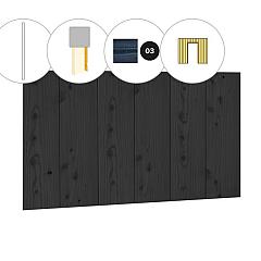 Halfhouts rabat plankenset douglas bij voorwand D, t.b.v. enkele deur, 328,5 x 285 cm, zwart geïmpregneerd.
