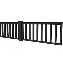 Hekwerk recht douglas type D, 328,5 x 73 cm, zwart geïmpregneerd.