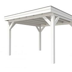 Buitenverblijf plat dak Premium I, vuren, basismodel XL/D, 357x357 cm, wit gespoten.