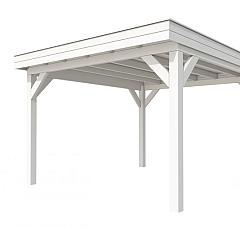 Buitenverblijf plat dak Premium I, vuren, basismodel XXL/D, 357x399 cm, wit gespoten.