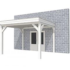 Buitenverblijf aan huis Premium I, vuren, basismodel L/D, 357x299 cm, wit gespoten.