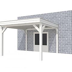 Buitenverblijf aan huis Premium I, vuren, basismodel XL/D, 357x349 cm, wit gespoten.