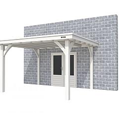 Buitenverblijf aan huis Excellent I, vuren, basismodel L/D, 357x299 cm, wit gespoten.