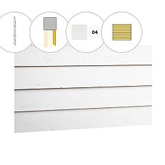 Zweeds rabat plankenset vuren bij achterwand D, 328,5 x 125 cm, wit gespoten.