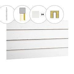 Zweeds rabat plankenset vuren bij voorwand C, t.b.v. enkele deur, 278,5 x 285 cm, wit gespoten.