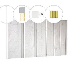 Banddeel plankenset vuren bij achterwand A, 178,5 x 125 cm, wit gespoten.