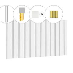 Rhombusprofiel vuren enkelzijdige achterwand D, 328,5 x 125 cm, wit gespoten.