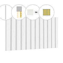 Rhombusprofiel plankenset vuren bij achterwand D, 328,5 x 186 cm, wit gespoten.