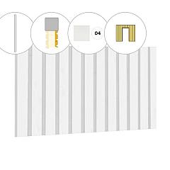 Rhombusprofiel plankenset vuren bij voorwand B, t.b.v. enkele deur, 228,5 x 285 cm, wit gespoten.
