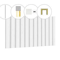 Rhombusprofiel plankenset vuren bij voorwand C, t.b.v. dubbele deur, 278,5 x 285 cm, wit gespoten.