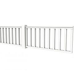 Hekwerk recht vuren type D, 328,5 x 73 cm, wit gespoten.