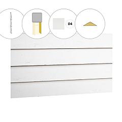 Zweeds rabat plankenset vuren bij topgevel t.b.v. zadeldak Excellent L, wit gespoten.